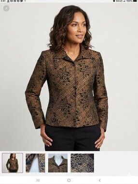 RUBY CHO WOMENS JACKET SIZE M IN A BEAUTIFUL BLACK AND GOLD COLOR